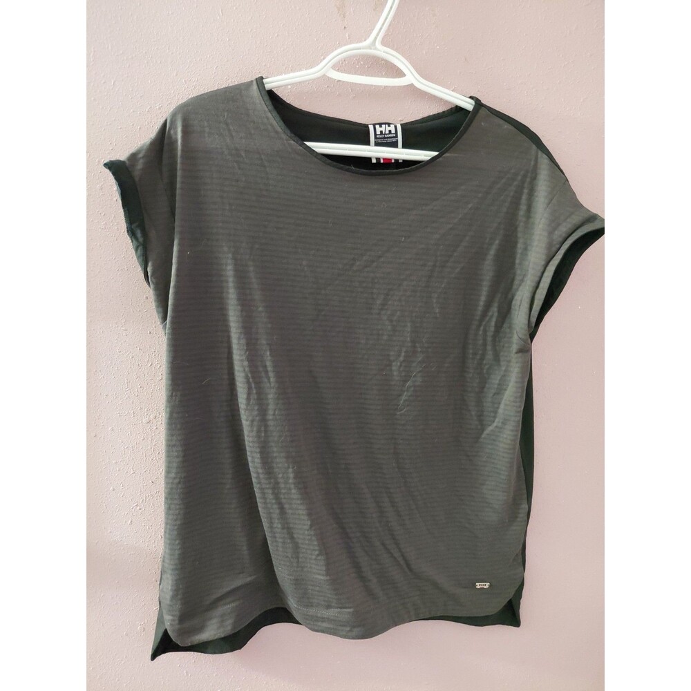 Helly Hansen Women's Black/Gray Striped Vented Spine Workout Top Size Large